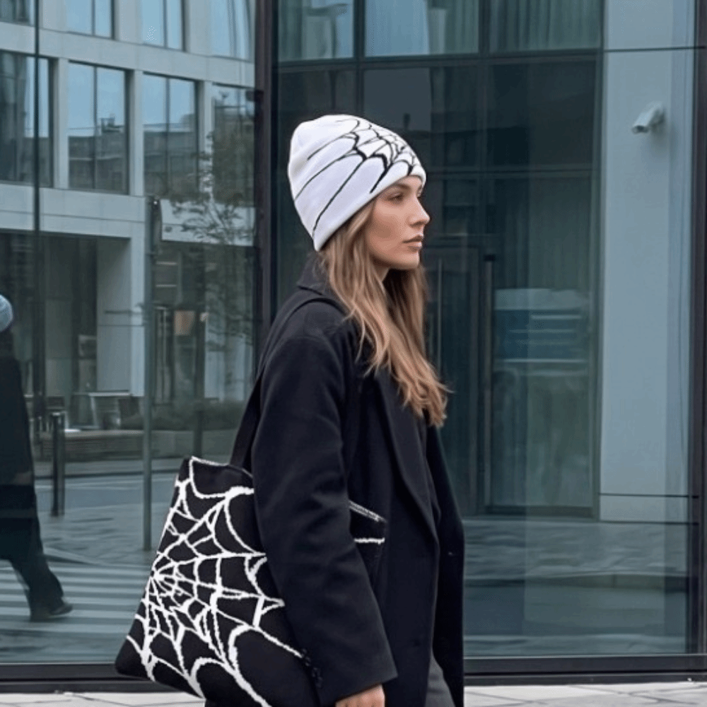 Hip-hop Soft Spider Web Patter - Beanie Cuffed Knit review and price