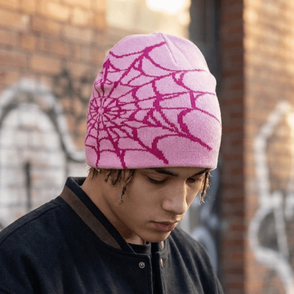 Hip-hop Soft Spider Web Patter - Beanie Cuffed Knit review and price