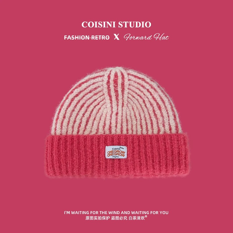 Women Striped Fuzzy Knit Beani - Beanie Cuffed Knit review and price