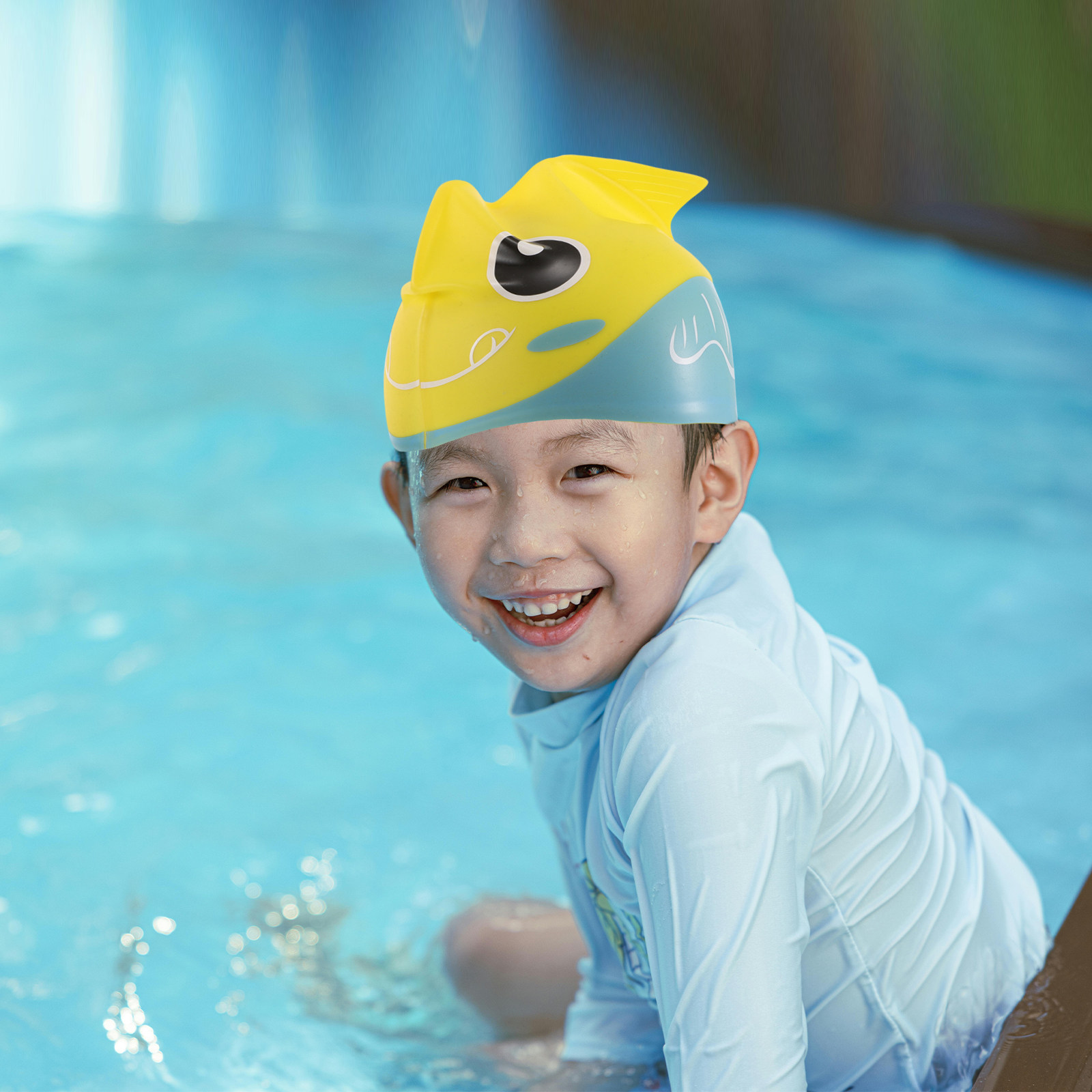 Kids Silicone Swim Cap Cute Fi - Swim Hat Silicone review and price