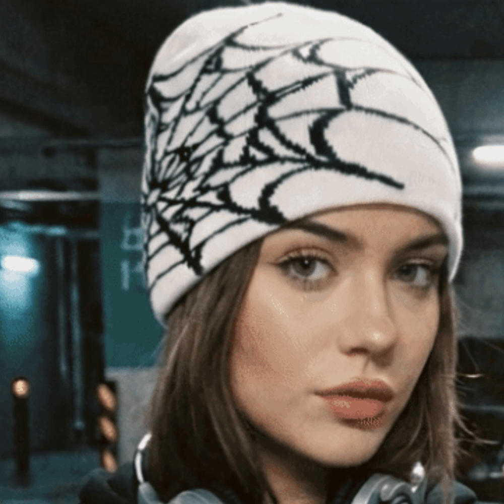 Hip-hop Soft Spider Web Patter - Beanie Cuffed Knit review and price